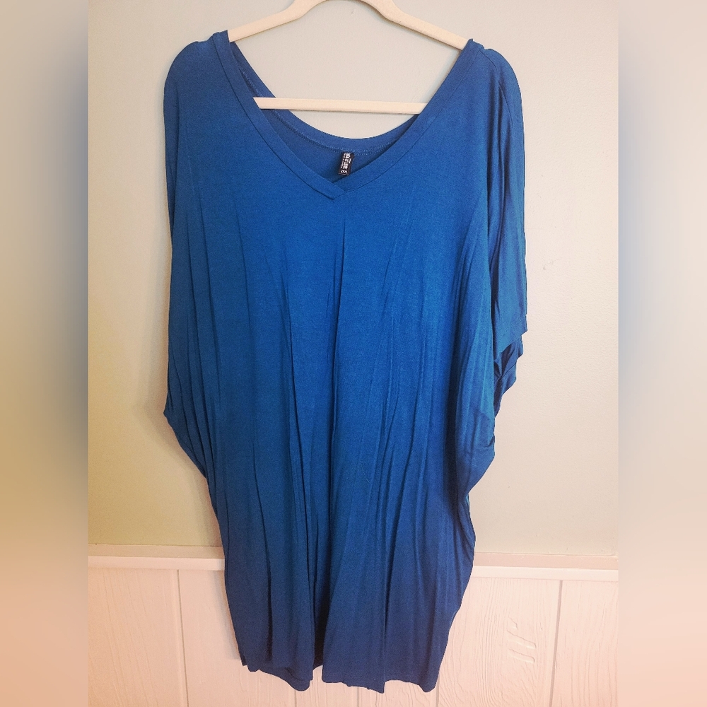 Chic Blue V-Neck Women's Tunic